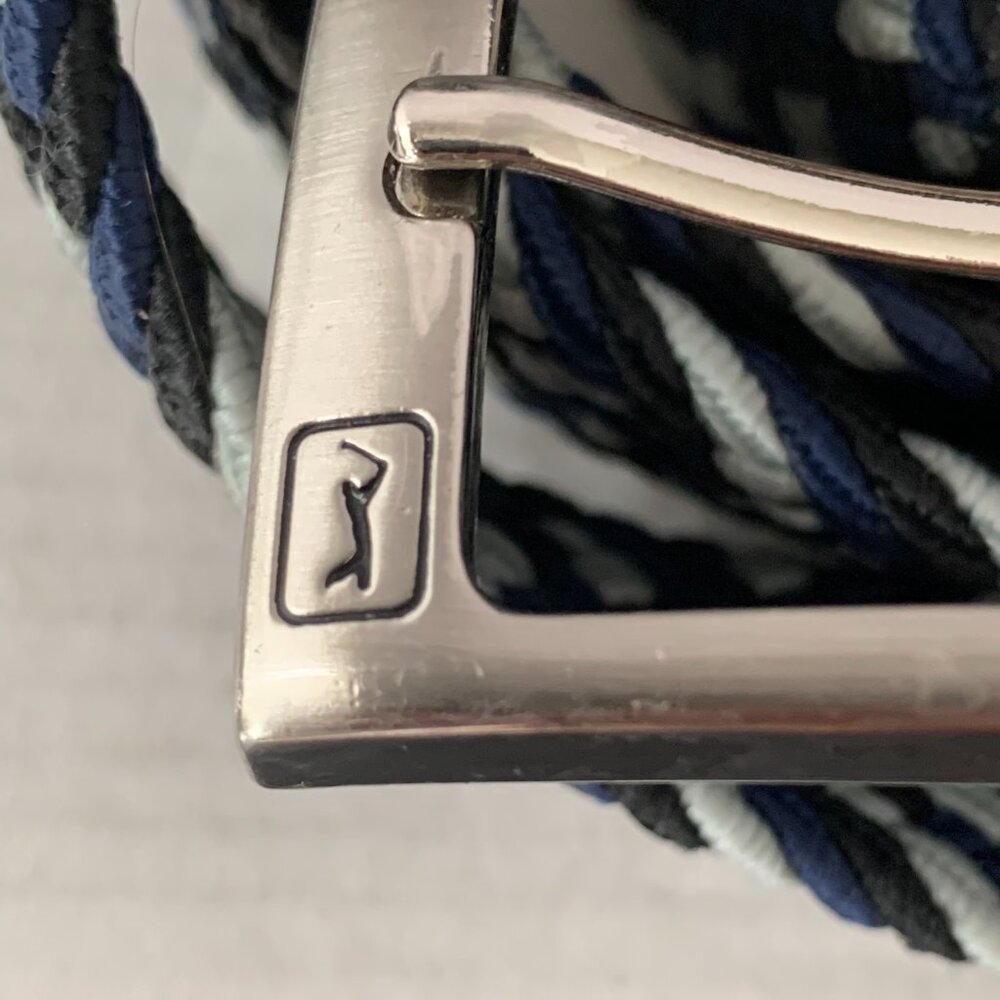 PGA TOUR PG86001 MENS Braided Belt Black Blue Stretch Nickel Brush Buckle BELT - Picture 7 of 11
